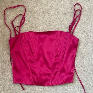 Satin Corset Pink Crop Top